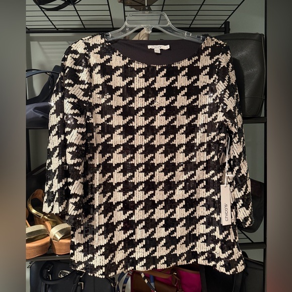 Chico's Tops - Chico's Black and White Sequin Blouse NWT
